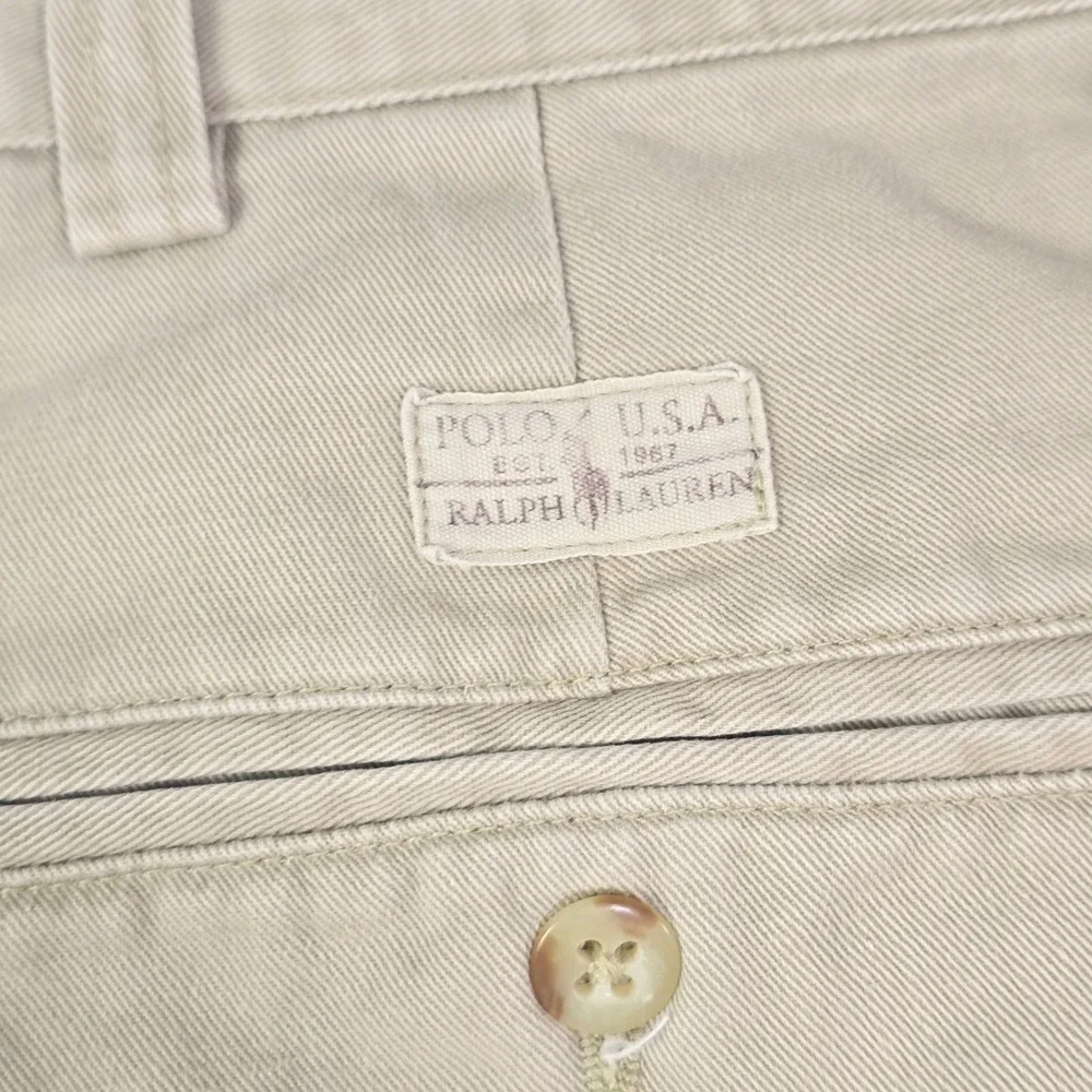 Y2K Polo Ralph Lauren Chino Pants Mens 34x30 Khaki Tan Cotton Twill Straight Leg